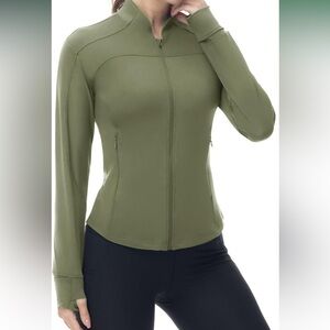 Olive Green Women's Zip-Up Top